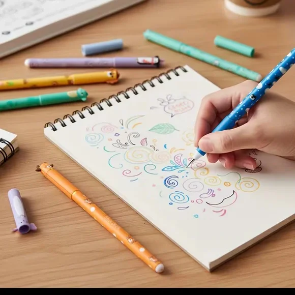 Cute Animal Cap Erasable Gel Pens Set of 8 - Assorted Colors for Kids and Adults - Picture 7 of 9